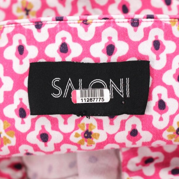 SALONI Abstract Fara Button Up Empire Waist Cotton Midi Dress Small S - Picture 8 of 9